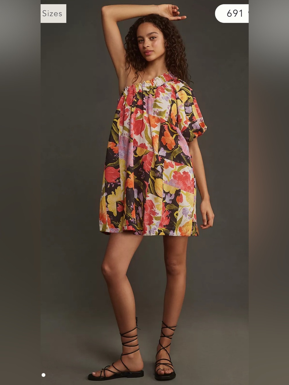 Anthropologie Yukiko Noritake One-Shoulder Mini Shift Dress
